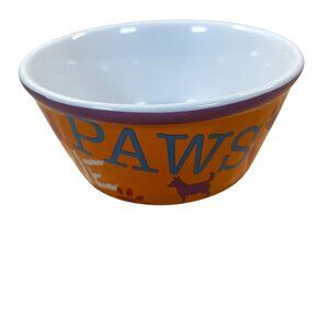 Vibrant Life Paw Print Live Love Small Ceramic Dog Bowl Feeder Colorful Cute